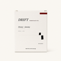 DRIFT tea box at forty-five degree angle showing clean edges and minimalist structure